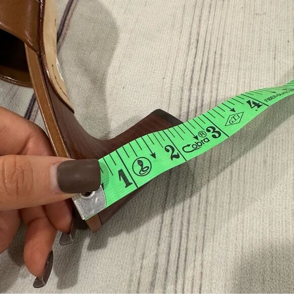 Cole Haan Country Carmel Brown Leather Peep Toe Slide 2 1/2" Block Heel Sz 6B - Picture 9 of 12